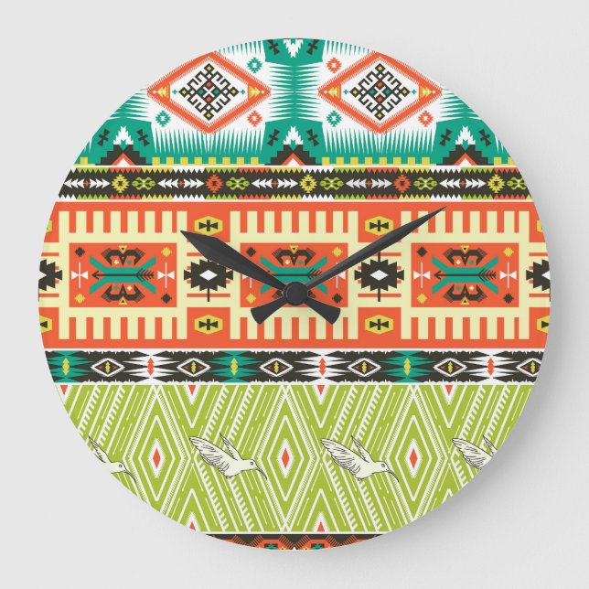 Tribal Geometric: Citat Text Mönster. Stor Klocka (Framsida)