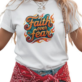 Tribal Geometric Faith Over Fear Flames T Shirt