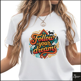 Tribal Geometric Follow Dreams Panther Feathers T Shirt