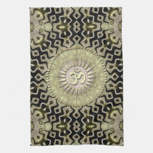 Tribal Geometry Black Guld Om Trasa Banner Kökshandduk