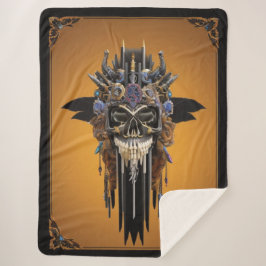 Tribal Gothic Skull Sherpa Blanket