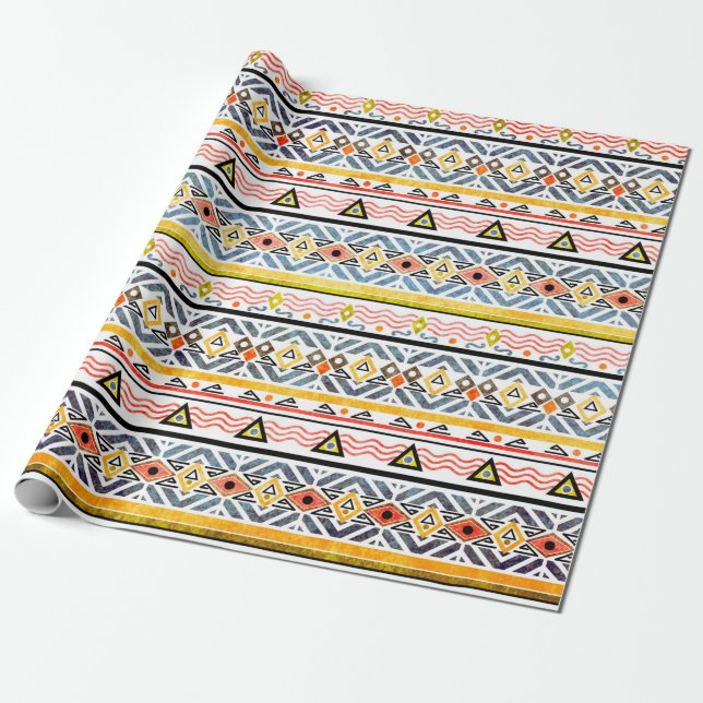 Tribal grunge ethno folk mönster i retro stil presentpapper (Utrullad)