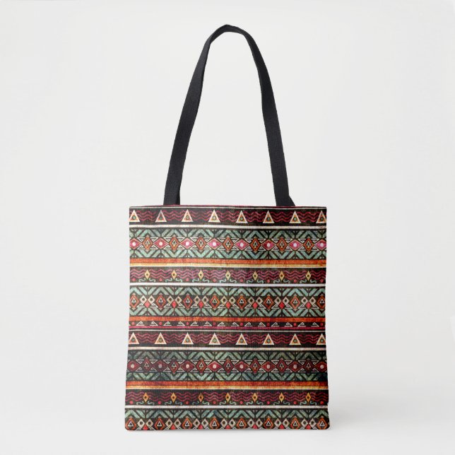 Tribal grunge ethno folk mönster i retro stil tygkasse (Framsida)
