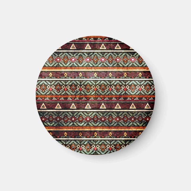 Tribal Grunge: Ethno Retro Mönster Magnet (Framsidan)