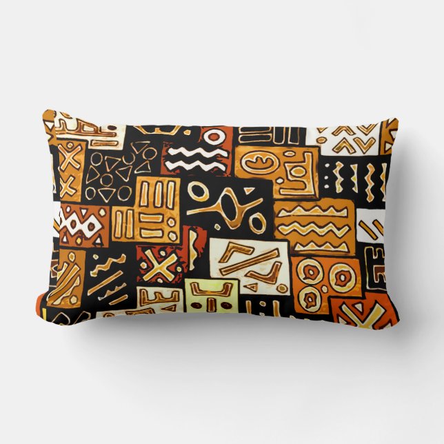Tribal Harmony: African Geometric Motif Lumbarkudde (Framsida)