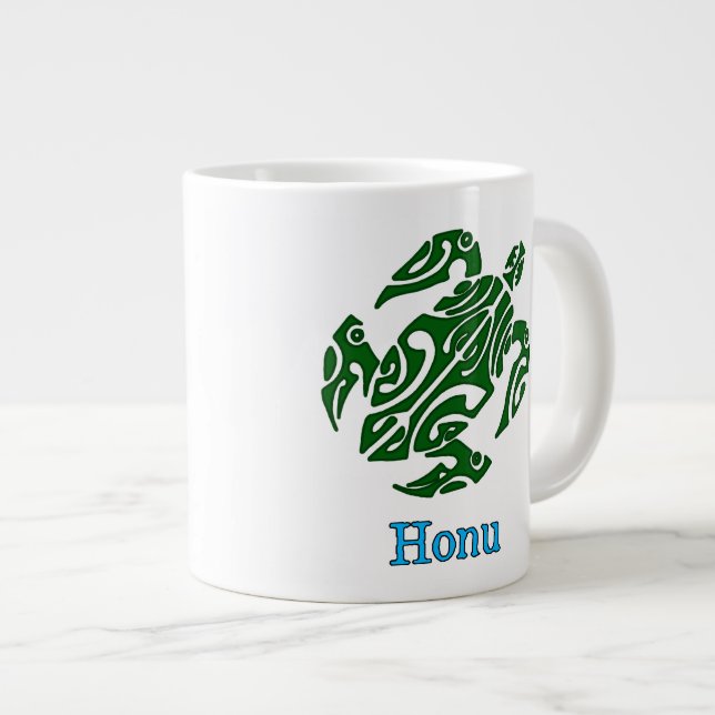 Tribal Hawaiian Grönt Sea Turtle Jumbo Mugg (Framsida höger)