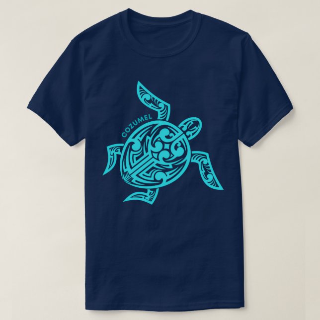 Tribal Hawaiian Turtle Cozumel T Shirt (Design framsida)