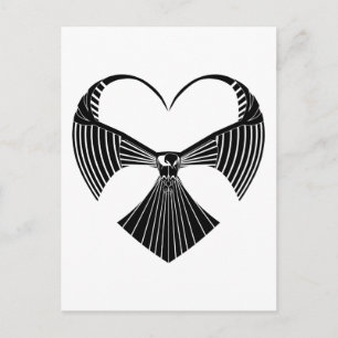 Tribal Hawk Valentine Valentines day Heart Postcar Helg Vykort