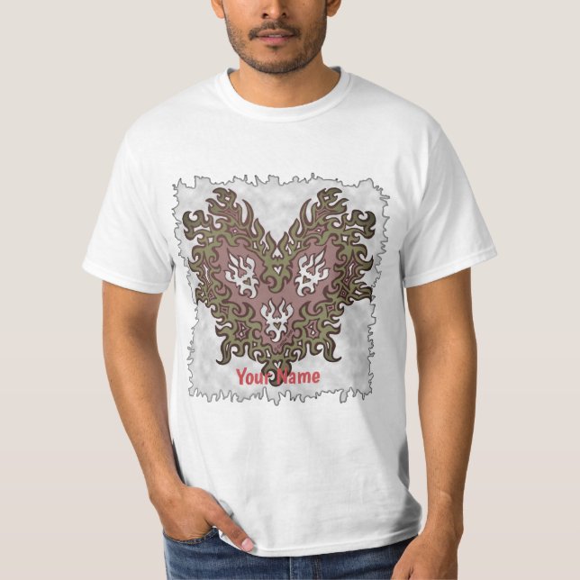 Tribal Heart Flames  T Shirt (Framsida)