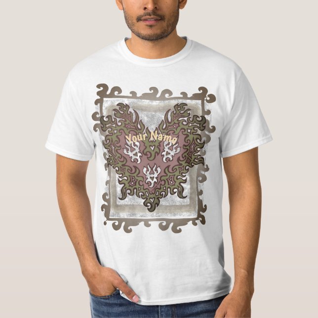 Tribal Heart Flames  T Shirt (Framsida)