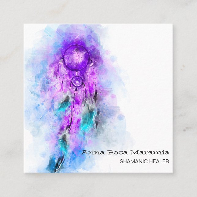 *~* Tribal Helig Shamen Shamanic - Dream Catcher  Fyrkantigt Visitkort (Framsida)