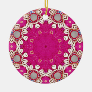 Tribal hippie gypsy bohemian fuchsia Magenta Julgransprydnad Keramik