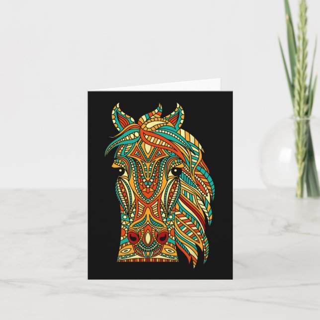 Tribal Horse Design - Horses Animal Lover Horsebac Kort (Framsida)