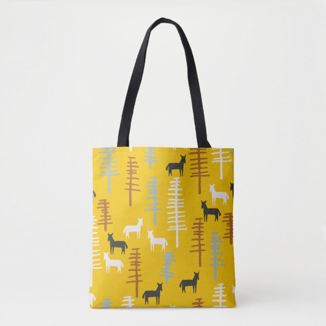 Tribal Horses: Forest Retro Seamless Tygkasse (Framsida)