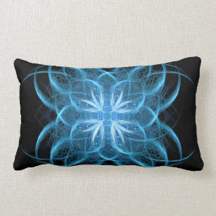 "Tribal Ice" - Crystal Blue Fractal Art Pillow Lumbarkudde