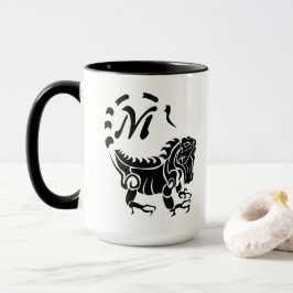 Tribal Iguana Monogram Mugg