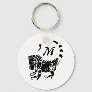 Tribal Iguana Monogram Nyckelring
