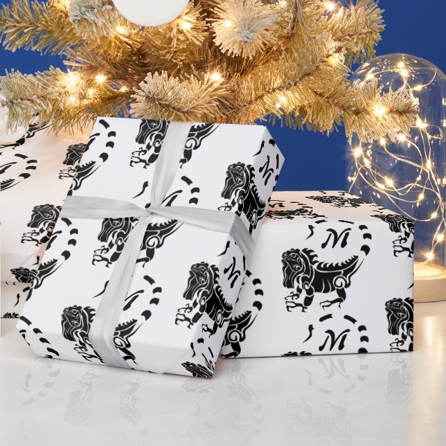 Tribal Iguana Monogram Presentpapper (Helgdagar)