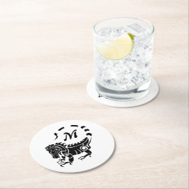 Tribal Iguana Monogram Underlägg Papper Rund