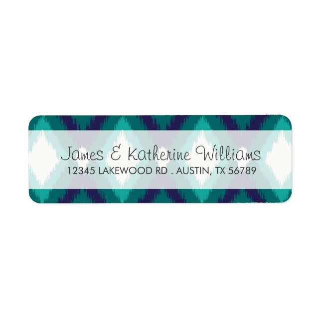Tribal Ikat Chevron Modern Bröllop Returadress Etikett (Framsidan)