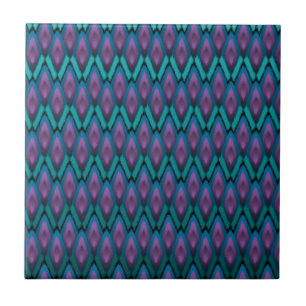 Tribal Ikat Zigzags och Diamonds Mönster Kakelplatta