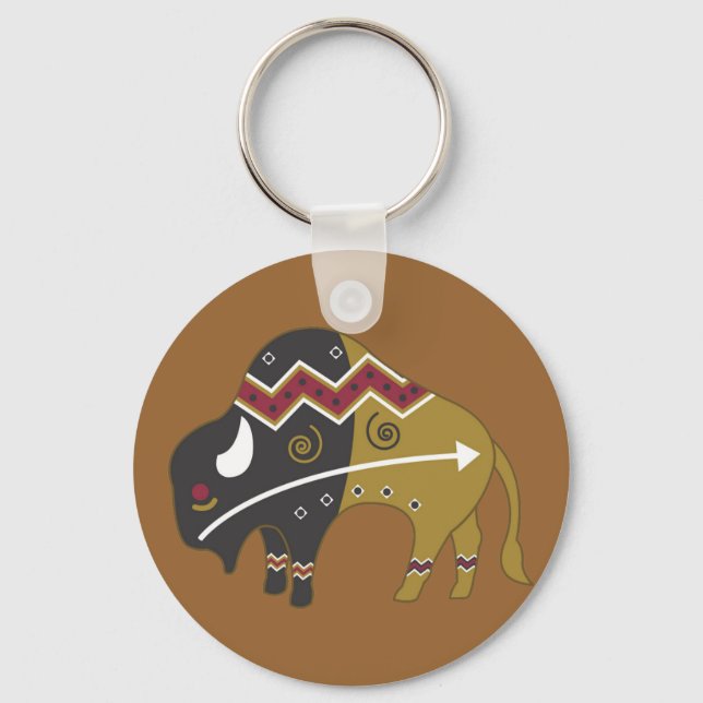 Tribal Indian Buffalo Nyckelring (Framsida)