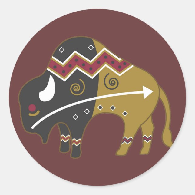 Tribal Indian Buffalo Runt Klistermärke (Framsida)