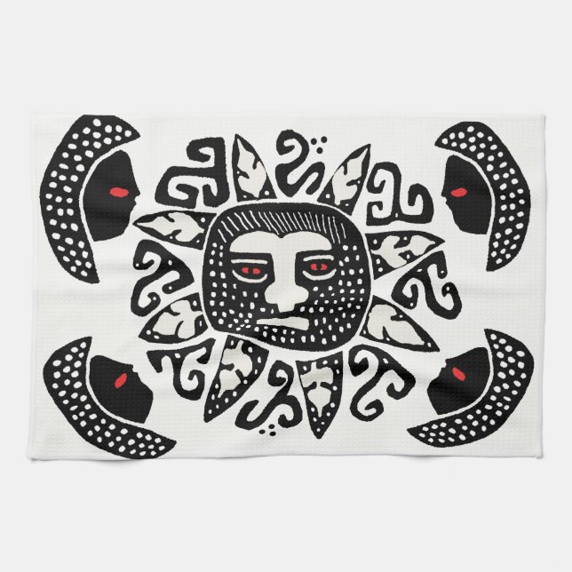Tribal indiansk solande kökshandduk (Horisontell)