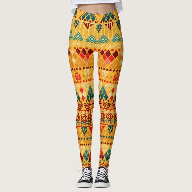 Tribal inslag, mångsidig sömlös mönster. leggings (Framsida)
