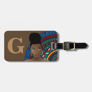 Tribal Inspired, Top Knot Natural, Monogram, Brown Bagagebricka