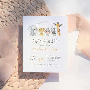 Tribal Jungle Animals Modern Elephant Baby Shower Inbjudan Vykort