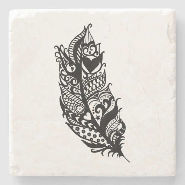 Tribal Kärlek Feather Underlägg (Framsidan)