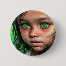 Tribal Kids | Futuristiska Girl Glowing Grönt Ögon