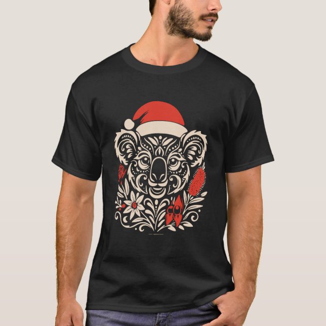 Tribal Koala Christmas – Tattoo-Inspired T Shirt (Framsida)