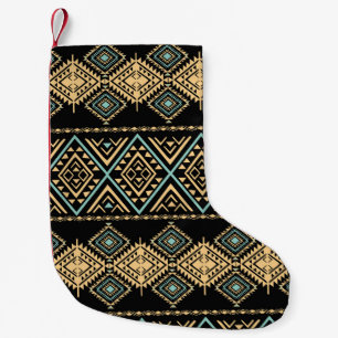 Tribal konst, etnisk geometri, färgstark mönster. liten julstrumpa