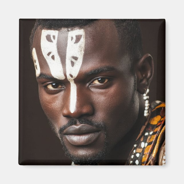 Tribal konst för en afrikansk man magnet (Framsidan)