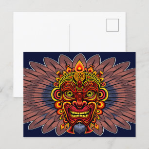 Tribal krigsherre kung ritualmask helg vykort