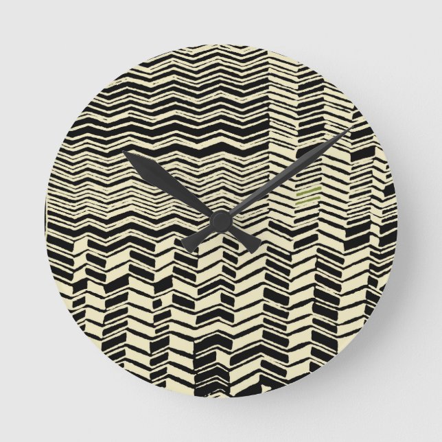 Tribal Kuba-design Rund Klocka (Framsida)