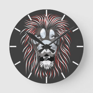 Tribal Lejonare Ansikte Rund Klocka