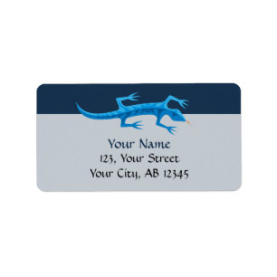 Tribal Lizard Blue Adressetikett