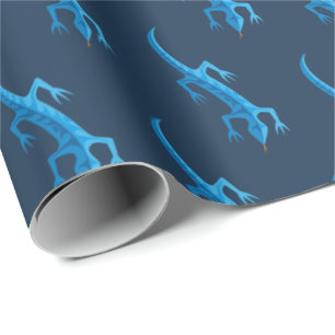 Tribal Lizard Blue Mönster Presentpapper