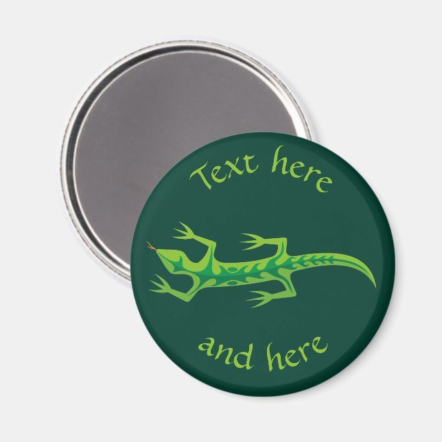 Tribal Lizard Grönt Magnet (Front/Back)