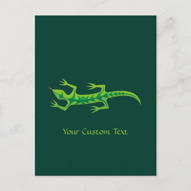 Tribal Lizard Grönt Vykort (Framsida)