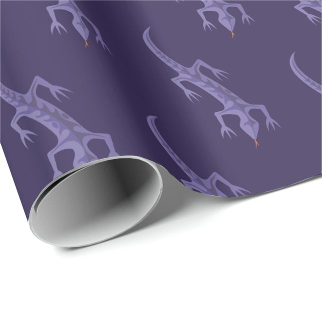 Tribal Lizard Mauve Mönster Presentpapper (Rullad Hörn)