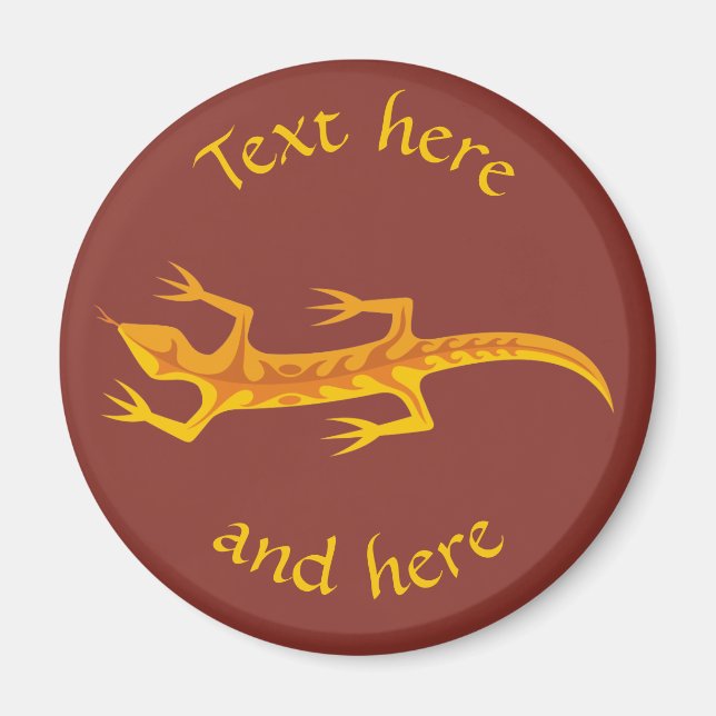 Tribal Lizard Orange Magnet (Framsidan)