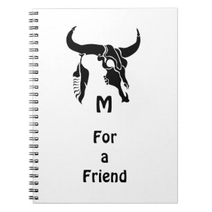 Tribal Longhorn Bull Skull med Black Feather Anteckningsbok