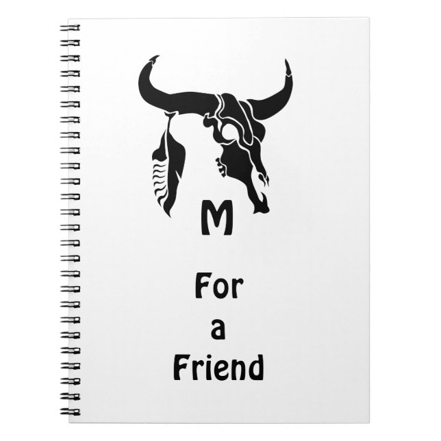 Tribal Longhorn Bull Skull med Black Feather Anteckningsbok (Framsidan)
