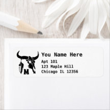 Tribal Longhorn Bull Skull med Monogram