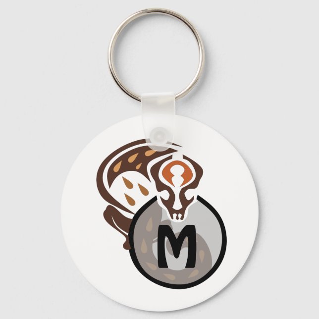Tribal Malaysian Cat Gecko Monogram Nyckelring (Framsida)