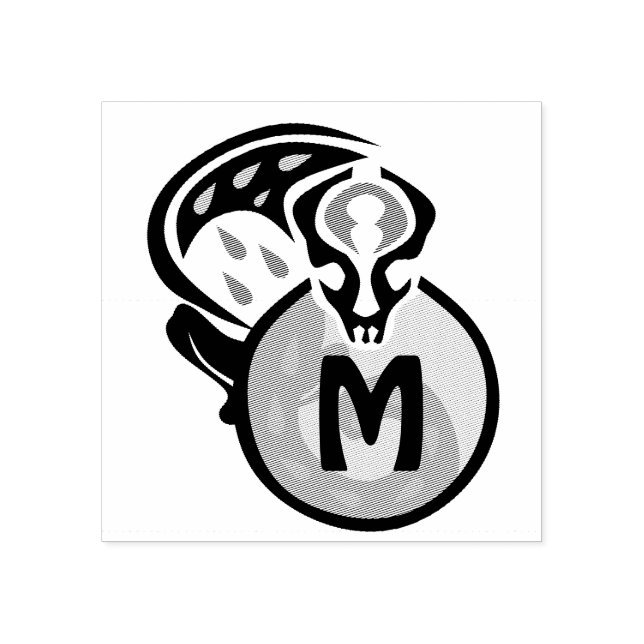 Tribal Malaysian Cat Gecko Monogram Stämpel (Tryck)